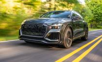 <p>The <a href="https://www.caranddriver.com/audi/rs-q8" rel="nofollow noopener" target="_blank" data-ylk="slk:Audi RS Q8;elm:context_link;itc:0;sec:content-canvas" class="link ">Audi RS Q8</a> uses a twin-turbocharged 4.0-liter V-8 with 590 lb-ft of torque. Quattro all-wheel drive and an eight-speed automatic transmission are standard too. Audi claims the high-power Q8 can get to 60 mph in 3.7 seconds but we did it in just 3.2, trailing the more powerful Lamborghini Urus by just a tenth. It's not just a straight-liner, either. It lapped the <a href="https://www.caranddriver.com/news/a29711782/audi-rs-q8-nurburgring-record/" rel="nofollow noopener" target="_blank" data-ylk="slk:Nürburgring in 7:42 in 2019;elm:context_link;itc:0;sec:content-canvas" class="link ">Nürburgring in 7:42 in 2019</a>, a record for the fastest SUV around the Green Hell that it still holds today. Audi says the RS Q8 has a top speed of 190 mph and is available with wide 295/35R-23 tires to keep it stuck to the tarmac. It starts at $115,595, which is about $15,000 less than the 541-hp <a href="https://www.caranddriver.com/porsche/cayenne-turbo-turbo-s" rel="nofollow noopener" target="_blank" data-ylk="slk:Porsche Cayenne Turbo;elm:context_link;itc:0;sec:content-canvas" class="link ">Porsche Cayenne Turbo</a> and $106,409 cheaper than the Urus.</p><p><a class="link " href="https://www.caranddriver.com/audi/rs-q8/specs" rel="nofollow noopener" target="_blank" data-ylk="slk:MORE RS Q8 SPECS;elm:context_link;itc:0;sec:content-canvas">MORE RS Q8 SPECS</a></p>