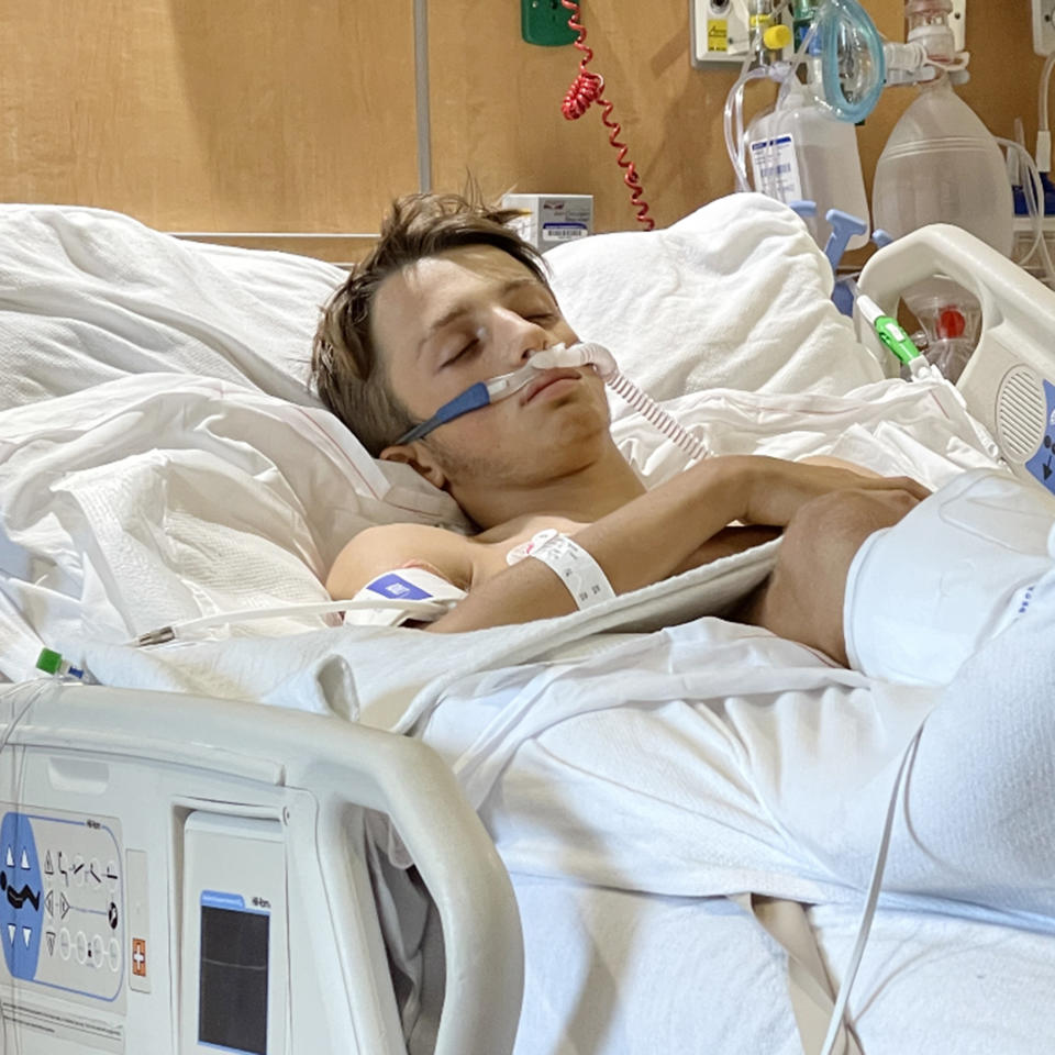 After experiencing sudden cardiac arrest, Drew Strasser spent nearly a week intubated and battling an infection. Soon after he was weaned off the ventilator, he began piecing together what happened. (Courtesy Strasser family)