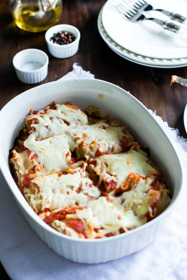 <p>The fact that skinny lasagna exists is the best news we've heard all day.</p><p>Get the recipe from <a rel="nofollow noopener" href="http://www.primaverakitchen.com/skinny-lasagna-rolls/" target="_blank" data-ylk="slk:Primavera Kitchen;elm:context_link;itc:0;sec:content-canvas" class="link ">Primavera Kitchen</a>.</p>