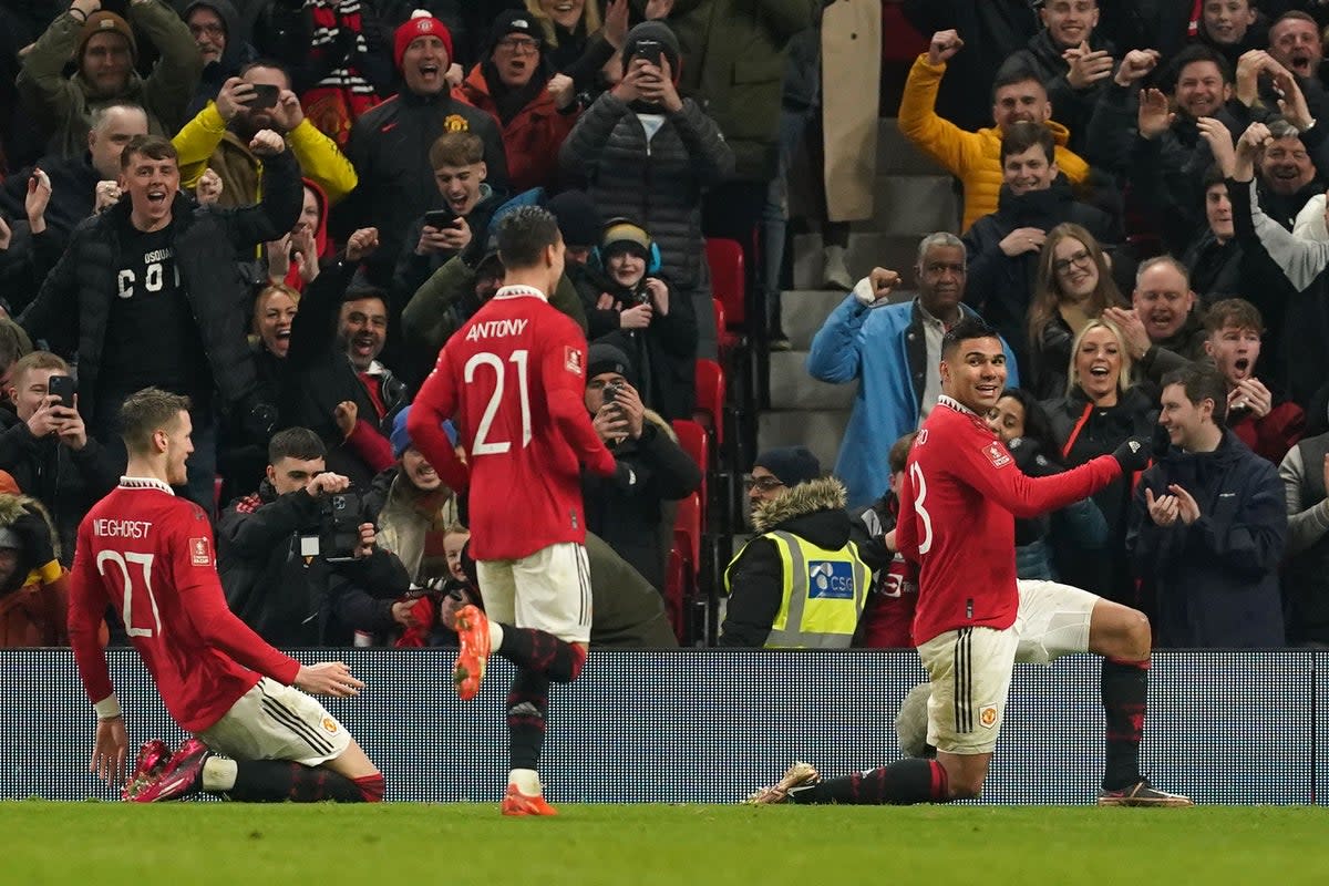 Casemiro, right, scored twice for United (Martin Rickett/PA) (PA Wire)