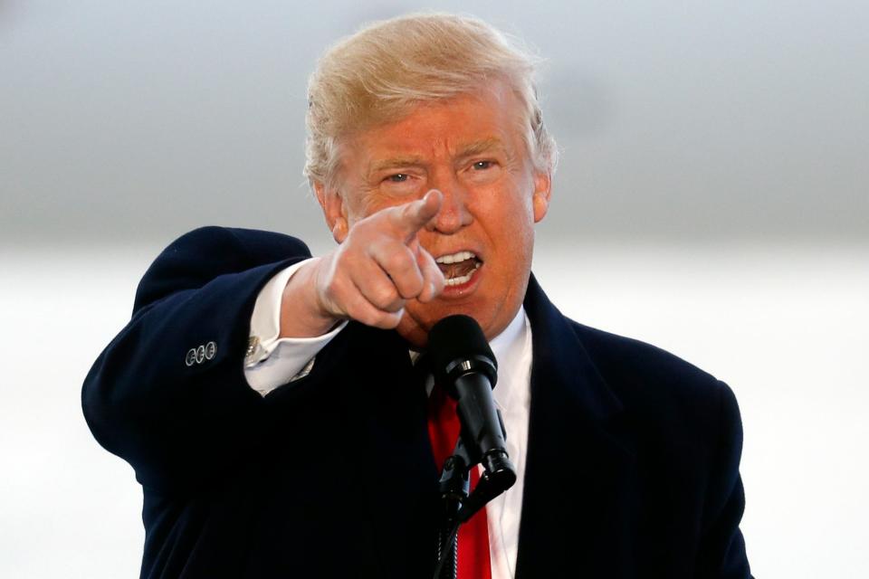 Republican presidential candidate Donald Trump speaks during a campaign rally, Friday, Nov. 4, 2016, in Wilmington, Ohio. (AP Photo/John Minchillo)