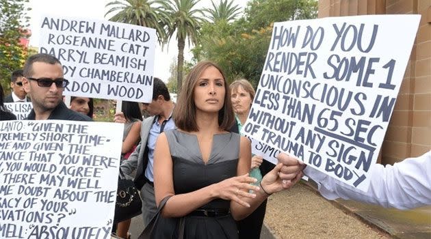 Simon Gittany's new girlfriend took part in a protest outside court, and also took the stand this week, weeping as she described Gittany as caring and romantic and said she would 