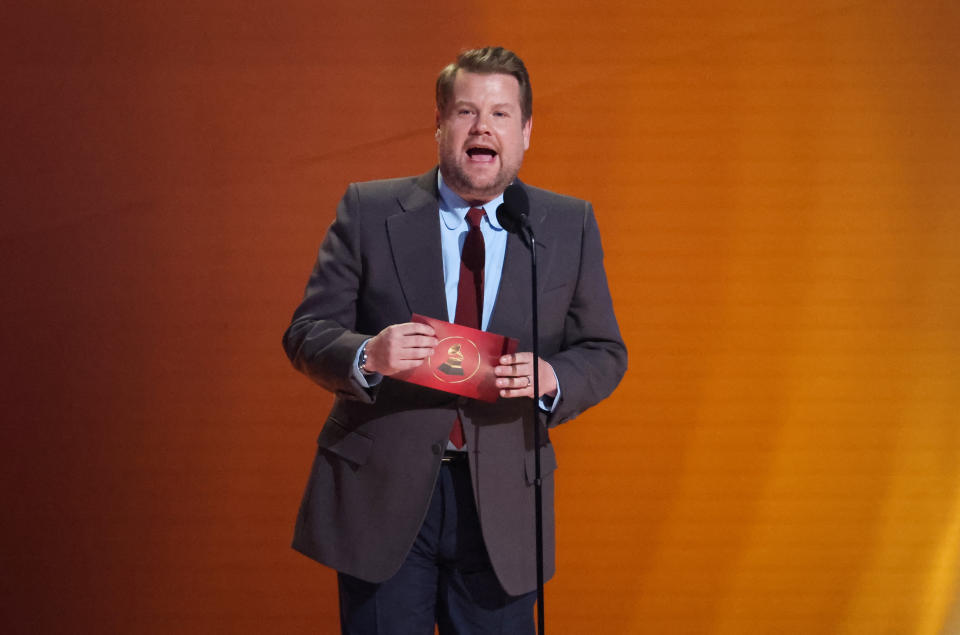 James Corden presents Best Dance/Electronic Music Album award during the 65th Annual Grammy Awards in Los Angeles, California, U.S., February 5, 2023. REUTERS/Mario Anzuoni