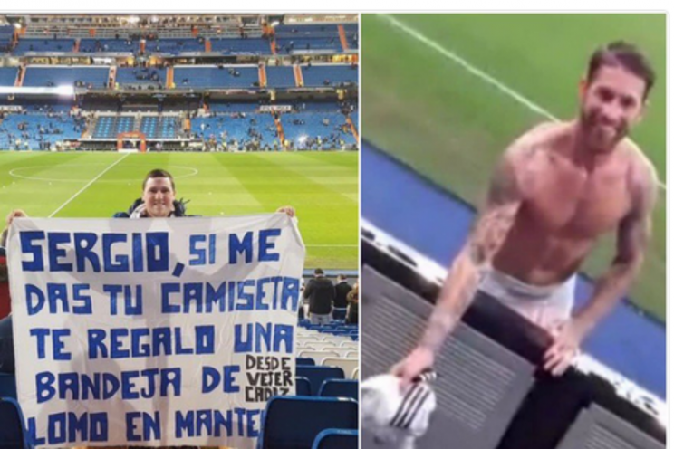 <i>Sergio Ramos to the fan: “Here’s the shirt, give me the pork”</i>