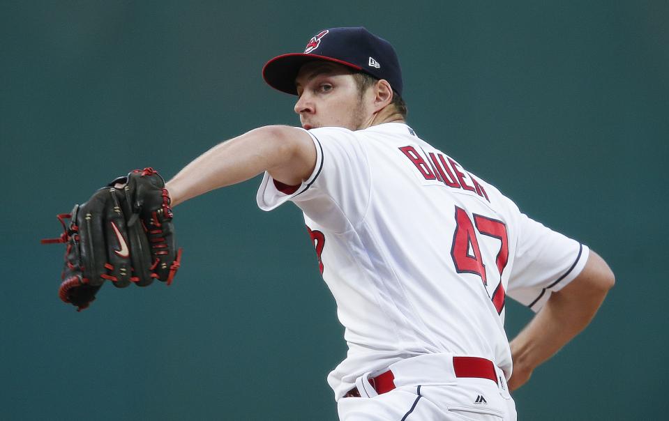 Indians pitcher Trevor Bauer took another painful loss to end a 22-game winning streak. (Getty Images)