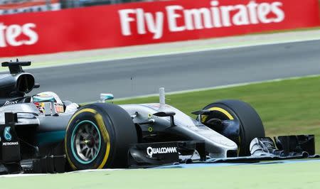 Germany Formula One - F1 - German Grand Prix 2016 - Hockenheimring, Germany - 31/7/16 - Mercedes' Lewis Hamilton during the race. REUTERS/Ralph Orlowski