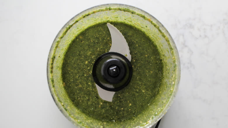 green sauce in food processor