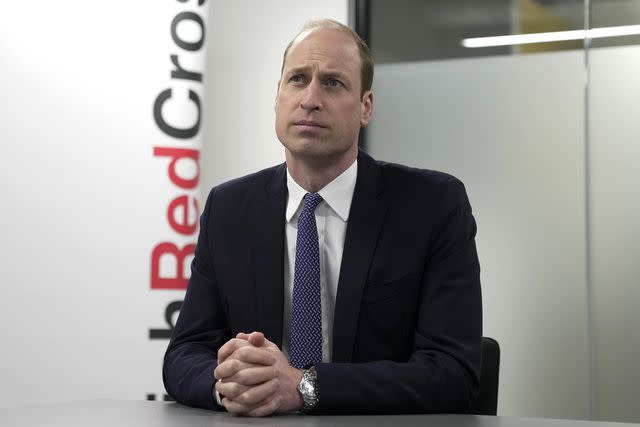 <p>Kin Cheung - WPA Pool/Getty Images</p> Prince William visits the British Red Cross on Feb. 20, 2024