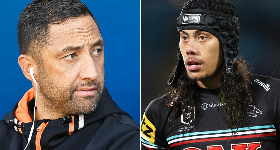 Pictured left to right is Benji Marshall and Jarome Luai.