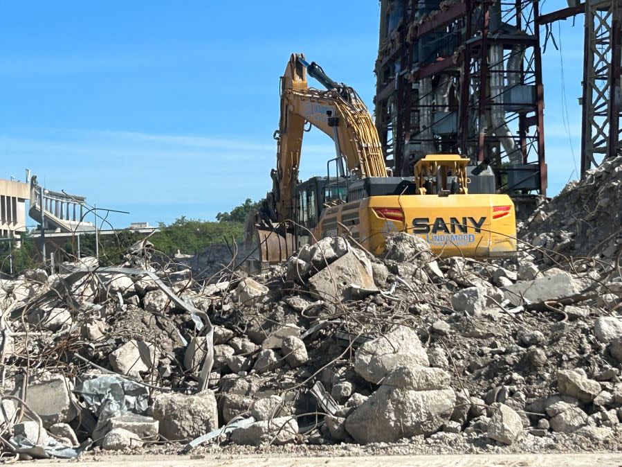 Construction site at the Frank Erwin Center in Austin on April 12, 2024. The arena is being demolished and the location will house UT Dell Medical Center expansion. (KXAN Photo/Frank Martinez)