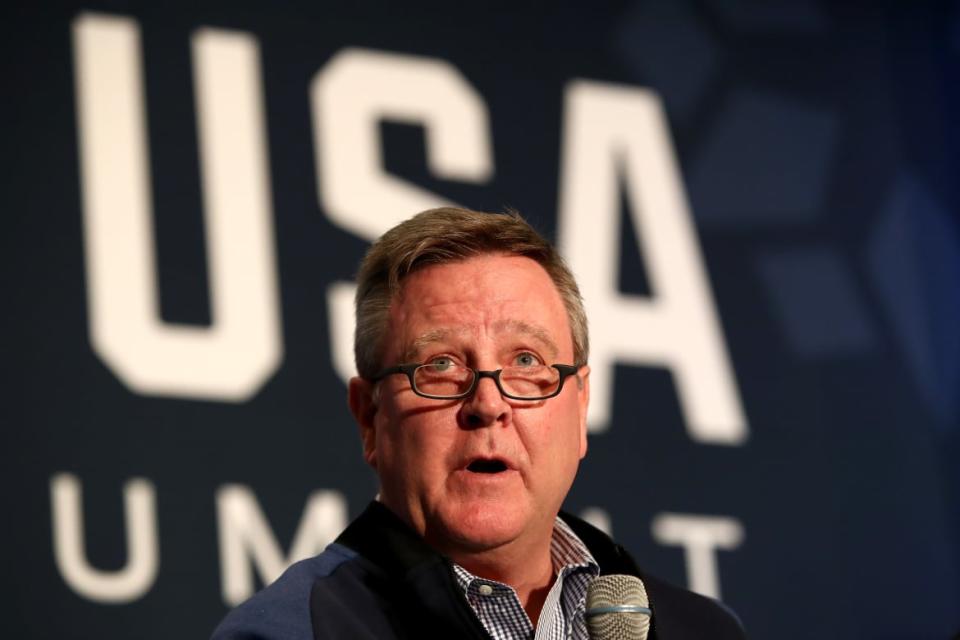 <div class="inline-image__caption"><p>Scott Blackmun resigned as head of the U.S. Olympic Committee in 2018 amid criticism over mishandling of a gymnastics sex abuse scandal.</p></div> <div class="inline-image__credit">Maxx Wolfson/Getty</div>