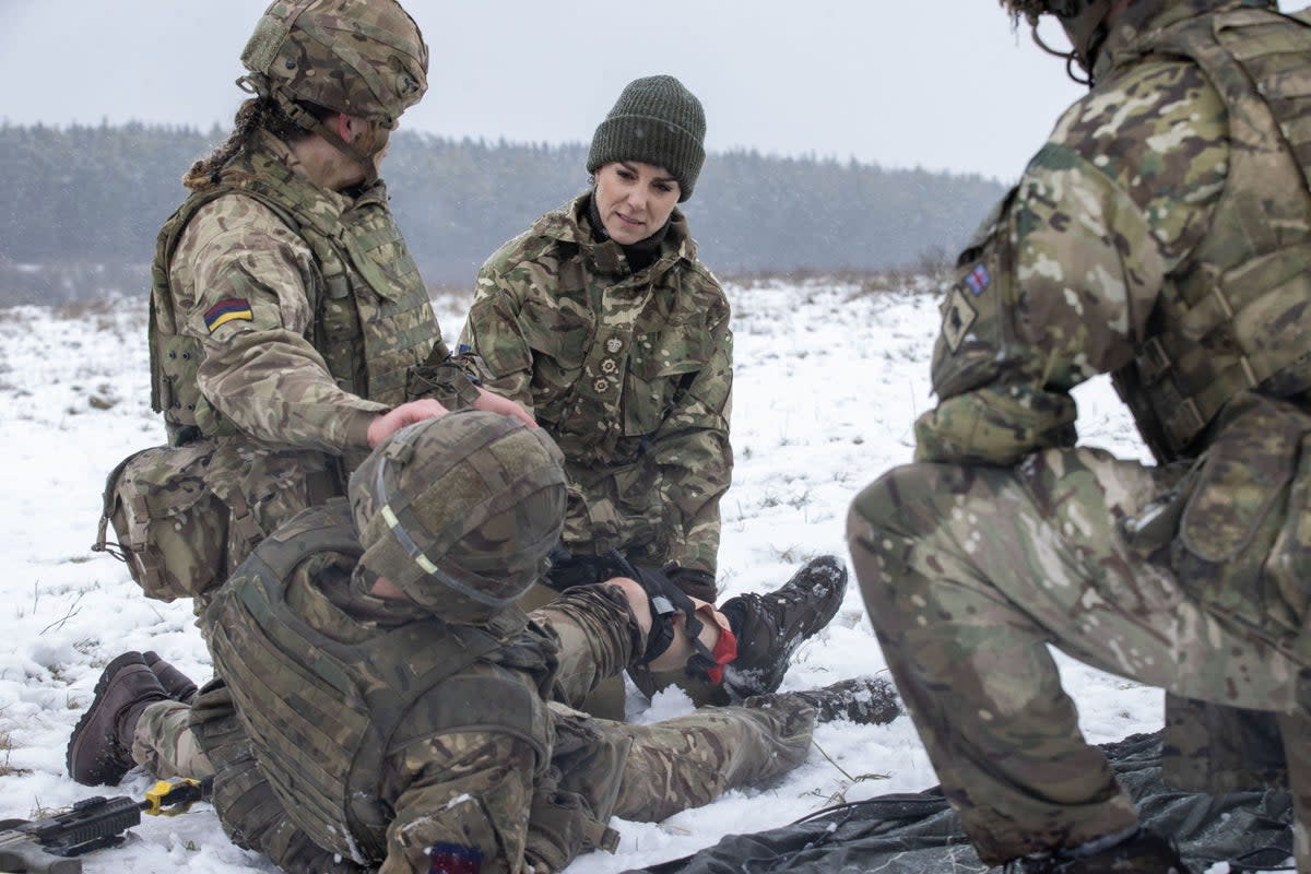 Kate taking part in the drill (Steve Reigate/Daily Express/PA) (PA Wire)