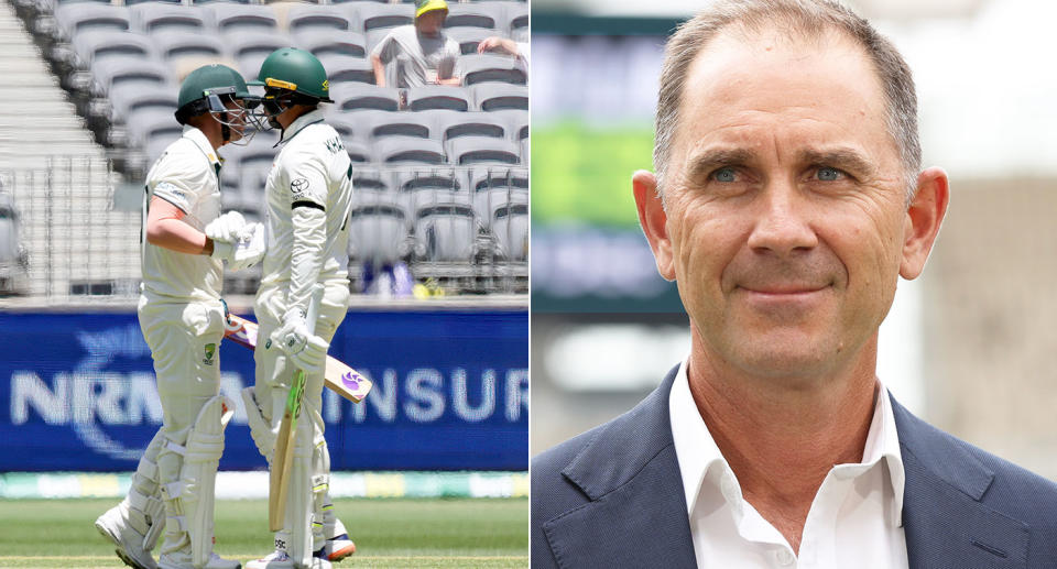 Pictured right is former Australia cricket coach, Justin Langer.