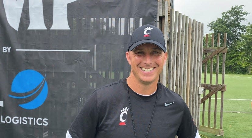 Josh Stepp is UC's tight ends coach. He called plays for Louisville in December's Wasabi Fenway Bowl before coming on staff in Cincinnati.