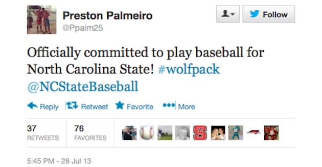 first baseman Preston Palmeiro (12) of the NC State Wolfpack