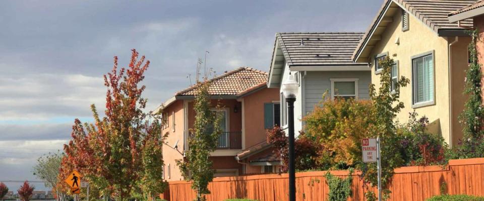 Row of houses in suburban neighborhood