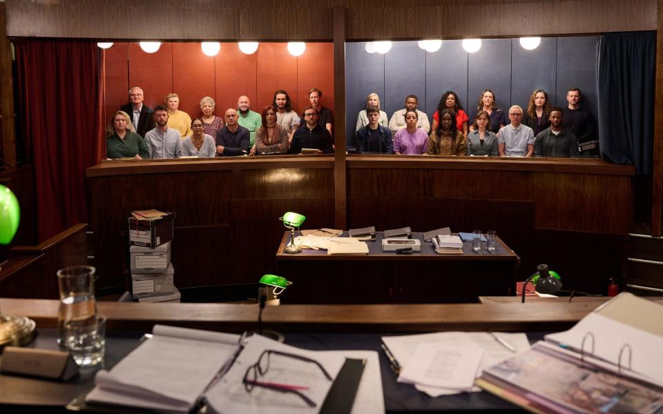 The red jury and the blue jury from this TV experiment examining how the British justice system really works