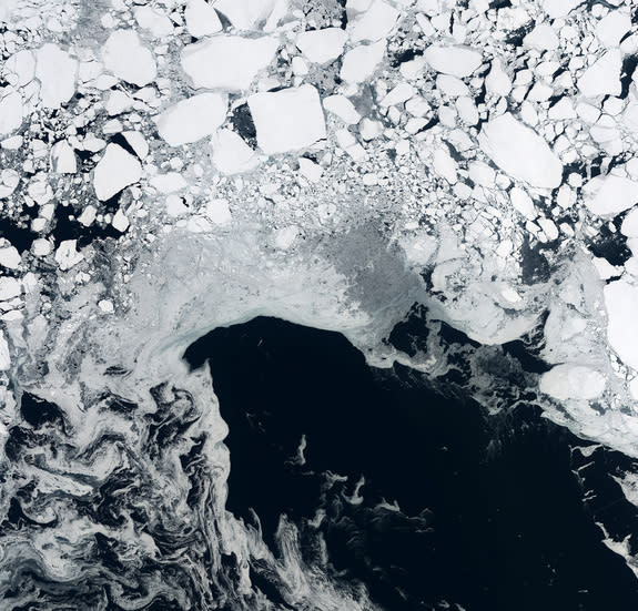 Arctic sea ice as seen by the European Space Agency's Cryosat satellite on Sept. 15, 2014.