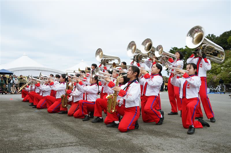 西原高校行進樂隊跨海來海為中華奧運隊加油。（圖／文化總會提供）