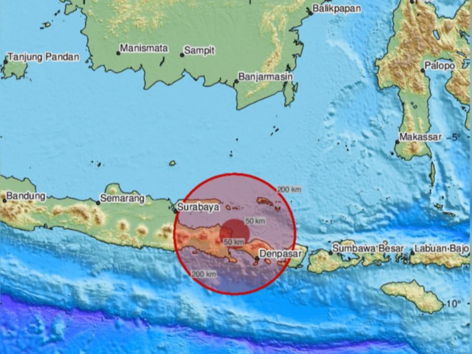A 6.2-magnitude hit Indonia’s East Java province on Tuesday (BMKG )