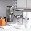<p><strong>Pure Juicer </strong></p><p>Pure Juicer</p><p><strong>$2415.00</strong></p><p><a href="https://purejuicer.com/collections/juicers/products/pure-juicer-chef-special?variant=31842148221009" rel="nofollow noopener" target="_blank" data-ylk="slk:Shop Now" class="link ">Shop Now</a></p><p>This pick is a large, pricey juicer made completely out of food-grade stainless steel that is incredibly heavy and durable. The left side has a system to grind produce into a superfine pulp and the right side features<strong> a 5,400 pound hydraulic press that presses every single drop of juice out of superfine pulp. </strong>In our recent Lab testing, it created apple, kale and carrot juice that had absolutely no sediment and tasted clean and sweet with incredibly vibrant color, very little foam and minimal, bone dry pulp.</p><p>While this style of cold press juicing is a little more involved than most juicers because of its two-step and somewhat manual process, once you get the hang of it, you are rewarded with silky, smooth juice — and plenty of it! All stainless steel parts are easy to clean by hand but are also dishwasher-safe and comes with a 12-year transferable warranty.</p><p><strong><strong><strong><strong><strong><strong>•</strong></strong></strong></strong></strong> Dimensions: </strong>15 x 12.75 x 16.5 Inches<br><strong><strong><strong><strong><strong><strong>•</strong></strong></strong></strong></strong> Weight: </strong>68 Pounds<br><strong><strong><strong><strong><strong><strong>•</strong></strong></strong></strong></strong> Feed Tube Diameter: </strong>2 Inches <br><strong><strong><strong><strong><strong><strong>•</strong></strong></strong></strong></strong> </strong><strong>Speed: </strong>3450 RPMs<br><strong><strong><strong><strong><strong><strong>•</strong></strong></strong></strong></strong> Power: </strong>372 Watts <br></p>
