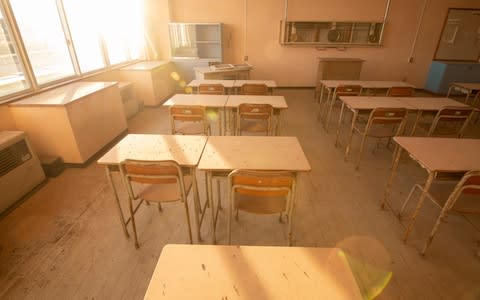 One of the many classrooms which lay undisturbed since the disaster - Credit: Simon Townsley&nbsp;