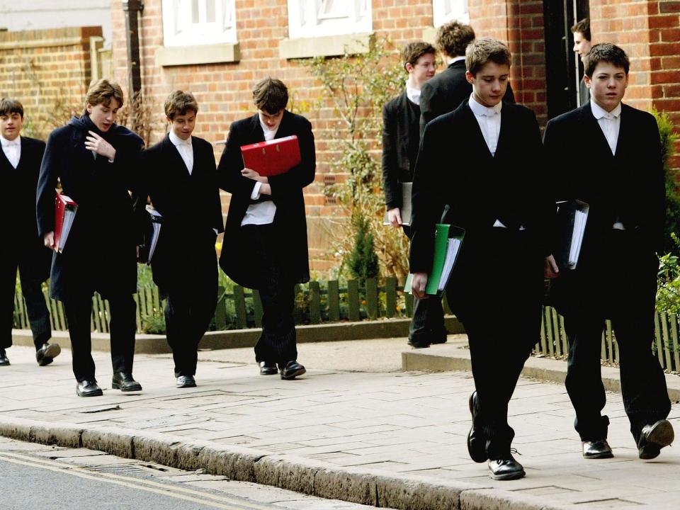 Pupils at Eton College hurry between lessons: Graeme Robertson/Getty Images