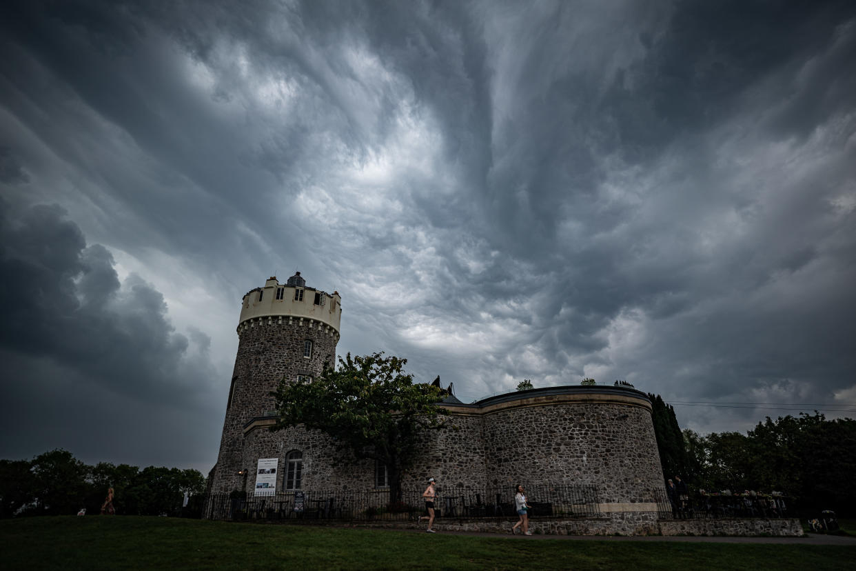 A file image of stormy skies in Bristol last year. Thunderstorms are expected in south-west England on Friday. (PA)