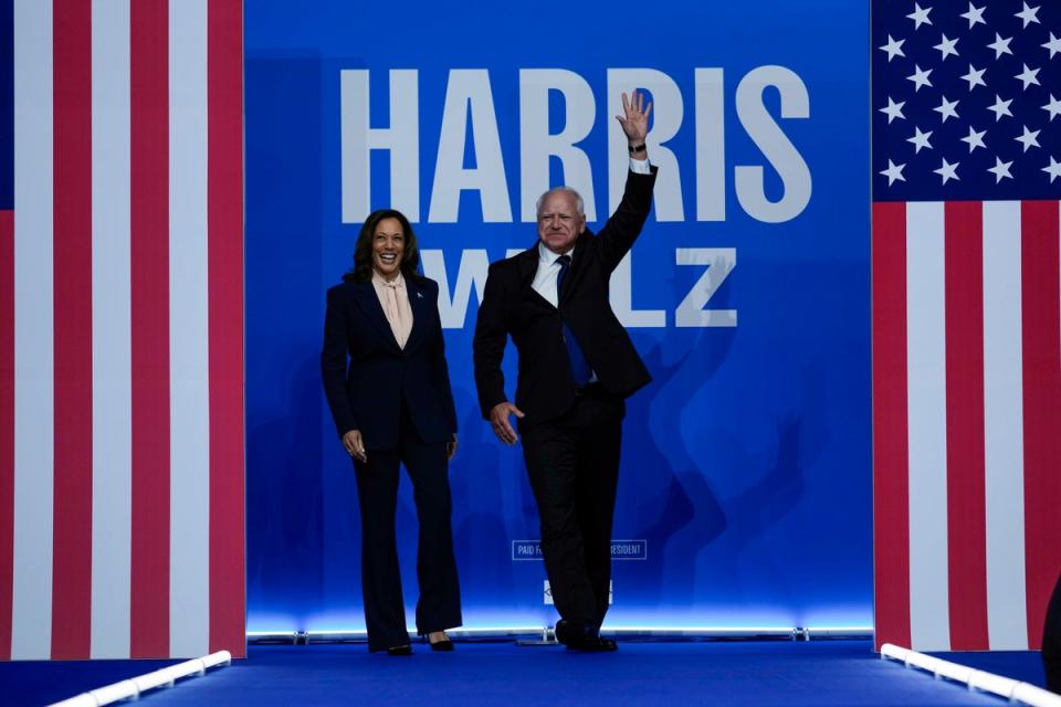 Tim Walz pulls no punches in first speech as Harris’s running mate at