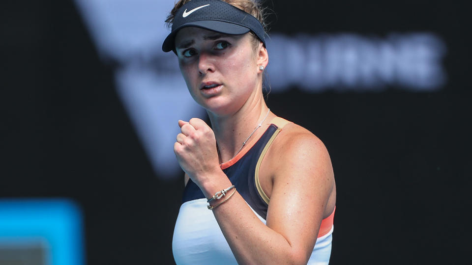 Elina Svitolina, pictured here after beating Yulia Putintseva at the Australian Open.