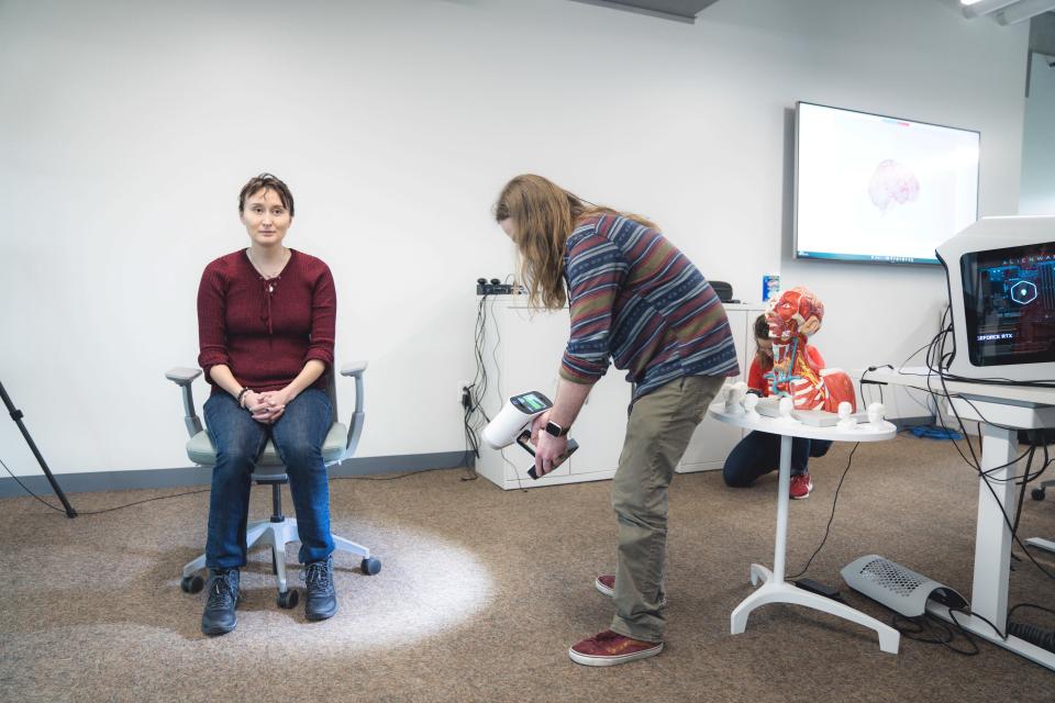 Iowa State University students demonstrate their projects at the 2023 IGINTE Innovation Showcase