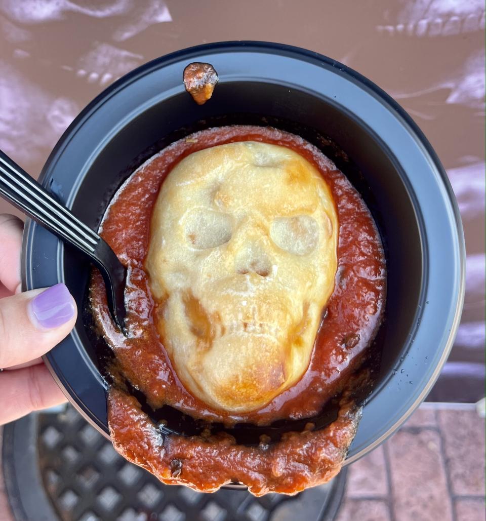 This Pepperoni Pizza Skull is one of 75 food and beverage offerings designed for this year&#39;s HHN. (Photo: Carly Caramanna)