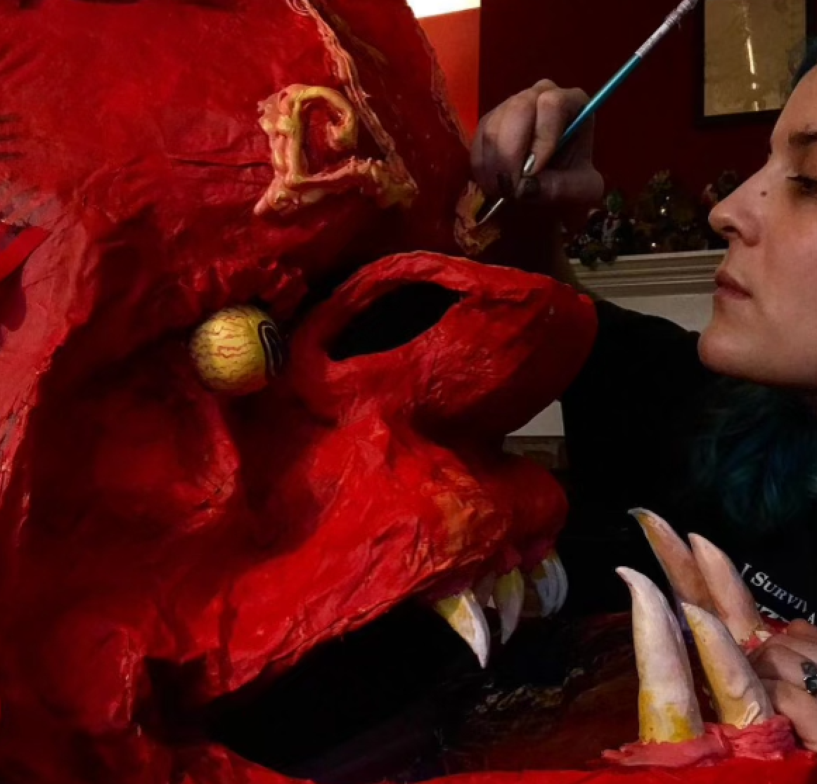 Julia Harley Francisco-Simoes works on a creature that appears in her short animated film 'Widow's Peak.'