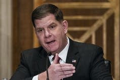 Marty Walsh testifies at his Senate confirmation hearing.