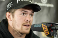 Washington Commanders quarterback Taylor Heinicke talks to reporters during an NFL football news conference in Ashburn, Va., Thursday, Nov. 10, 2022. (AP Photo/Manuel Balce Ceneta)