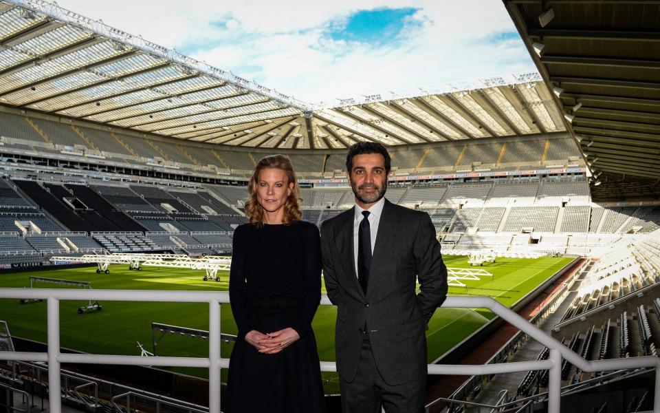 Amanda Staveley (left) and her husband Mehrdad Ghodoussi (right) at St James' Park - GETTY IMAGES