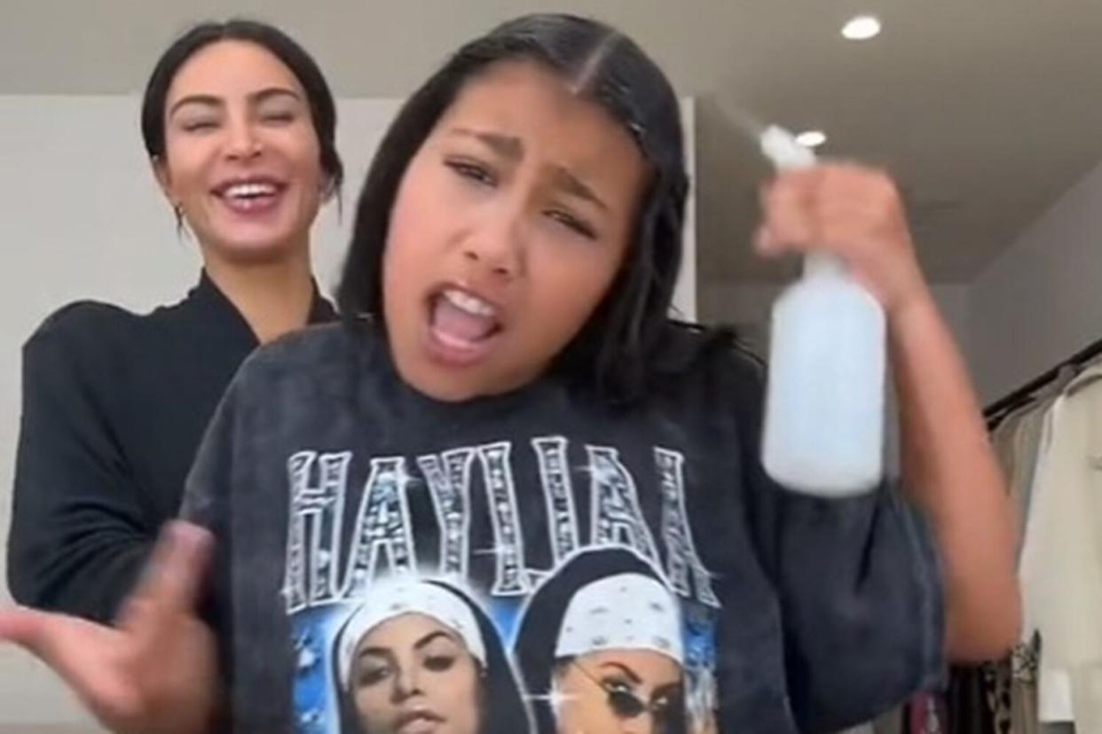 Kim Kardashian and North West Enjoy Relatable Family Moment Creating ‘Hairstyle of the Day’