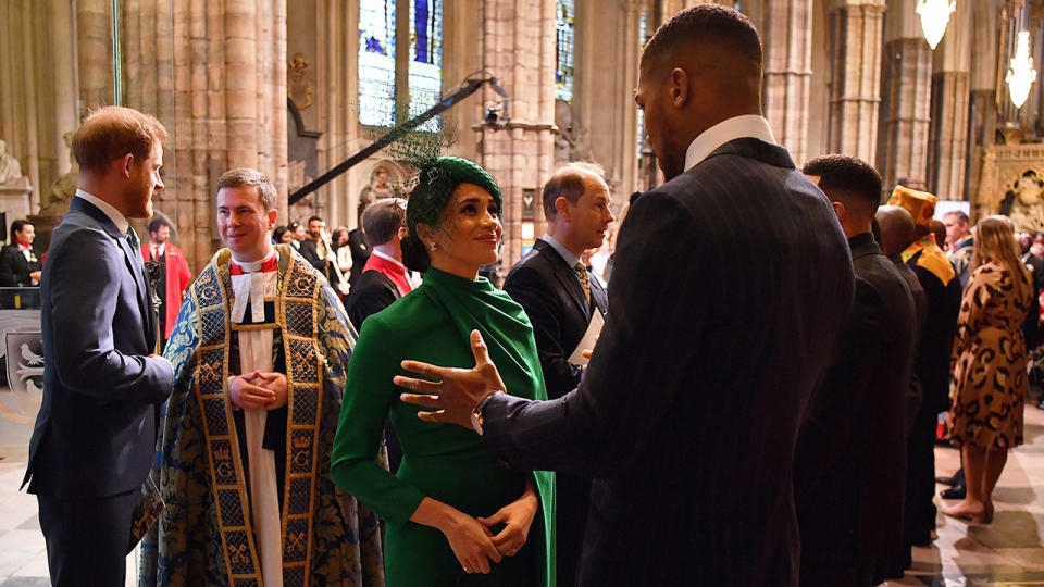 Anthony Joshua joined Britain's royal family for the 2020 Commonwealth Day Service. Pic: AAP