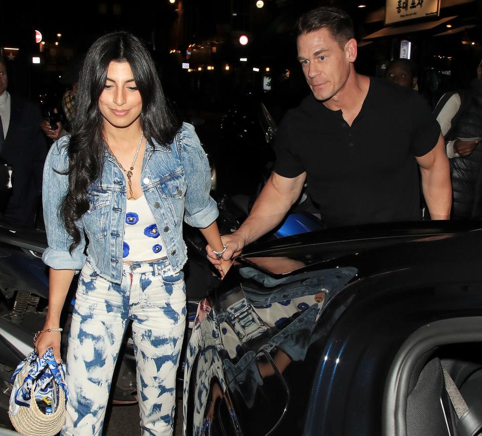 Shay Shariatzadeh and John Cena are seen at Berenjak restaurant on May 19, 2022 in London, England