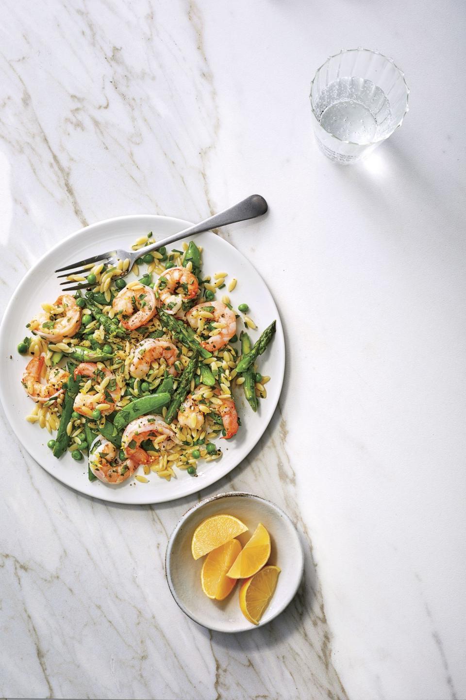 <p><strong>Recipe: <a href="https://www.southernliving.com/recipes/shrimp-orzo-salad" rel="nofollow noopener" target="_blank" data-ylk="slk:Orzo Salad with Shrimp and Lemon Dressing;elm:context_link;itc:0;sec:content-canvas" class="link ">Orzo Salad with Shrimp and Lemon Dressing</a></strong></p> <p>Asparagus, sugar snap peas, and English peas are just the crunchy trio this dish needs. Shrimp and orzo join the party with deliciously tangy dressing.</p>