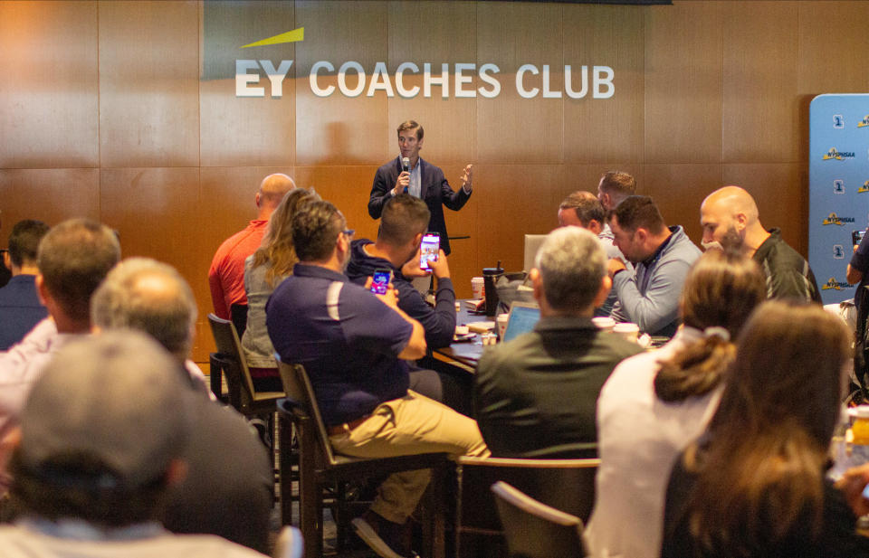 Retired Giants quarterback Eli Manning recently addressed athletic directors from across Section 1 about their new partnership with the InsideOut Initiative, which promotes character development in youth sports.