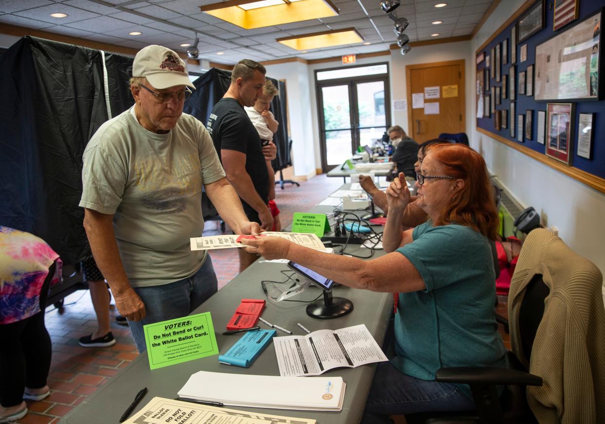 Residents come out to cast their votes during Primary Election Day. Bill and Pat Beining of Toms River cast their votes at the Toms River municipal building.Toms River, NJTuesday, June 6, 2023