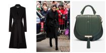 <p>Markle wore a black <a rel="nofollow noopener" href="https://www.harrods.com/en-gb/stella-mccartney/tie-detail-coat-p000000000005808145?ranMID=36666&ranEAID=8/btisdd0hQ&ranSiteID=8_btisdd0hQ-aHyVgtiVCTi0R2ZjEoKIJA&cid=LS&utm_source=Affiliate&utm_medium=RakutenAffiliate&utm_campaign=8/btisdd0hQ&utm_content=10&siteID=8_btisdd0hQ-aHyVgtiVCTi0R2ZjEoKIJA" target="_blank" data-ylk="slk:Stella McCartney coat;elm:context_link;itc:0;sec:content-canvas" class="link ">Stella McCartney coat</a> with a wrap-around bow belt, an off-the-shoulder wool<a rel="nofollow noopener" href="https://www.theory.com/home/" target="_blank" data-ylk="slk:Theory;elm:context_link;itc:0;sec:content-canvas" class="link ">Theory</a> top, black trousers by the Welsh fashion house <a rel="nofollow noopener" href="https://hiutdenim.co.uk/" target="_blank" data-ylk="slk:Hiut Denim;elm:context_link;itc:0;sec:content-canvas" class="link ">Hiut Denim</a>, and a green DeMellier '<a rel="nofollow noopener" href="https://www.demellierlondon.com/the-mini-venice.html" target="_blank" data-ylk="slk:Mini Venice;elm:context_link;itc:0;sec:content-canvas" class="link ">Mini Venice</a>' bag. </p>