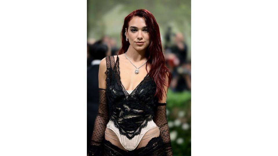 Dua Lipa attends The 2024 Met Gala Celebrating "Sleeping Beauties: Reawakening Fashion" at The Metropolitan Museum of Art on May 06, 2024 in New York City. (Photo by Dimitrios Kambouris/Getty Images for The Met Museum/Vogue)