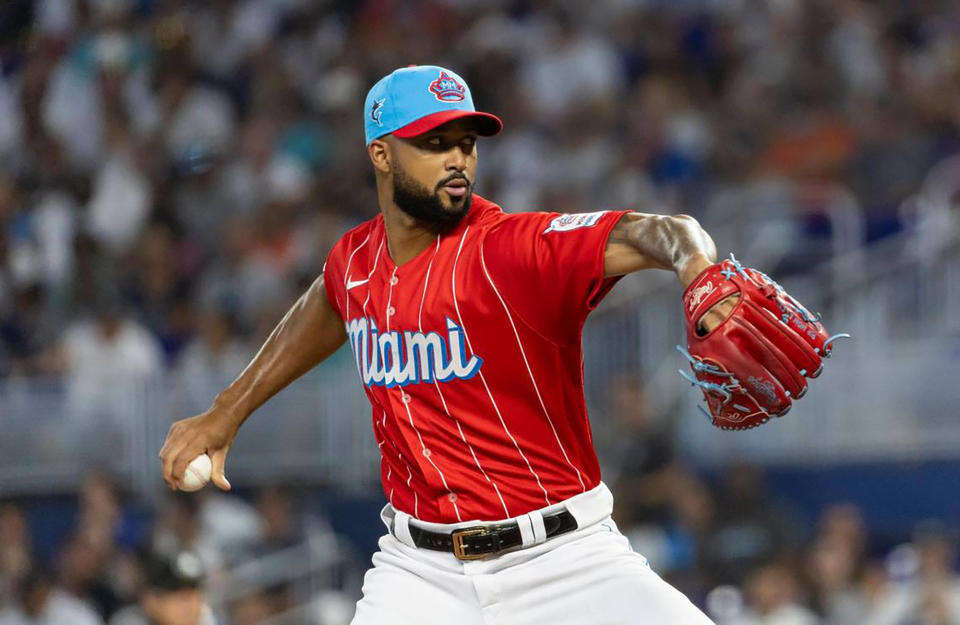 馬林魚Sandy Alcantara繳出完投9局、10K的內容。（MLB Matias J. Ocner/Miami Herald/Tribune News Service via Getty Images）