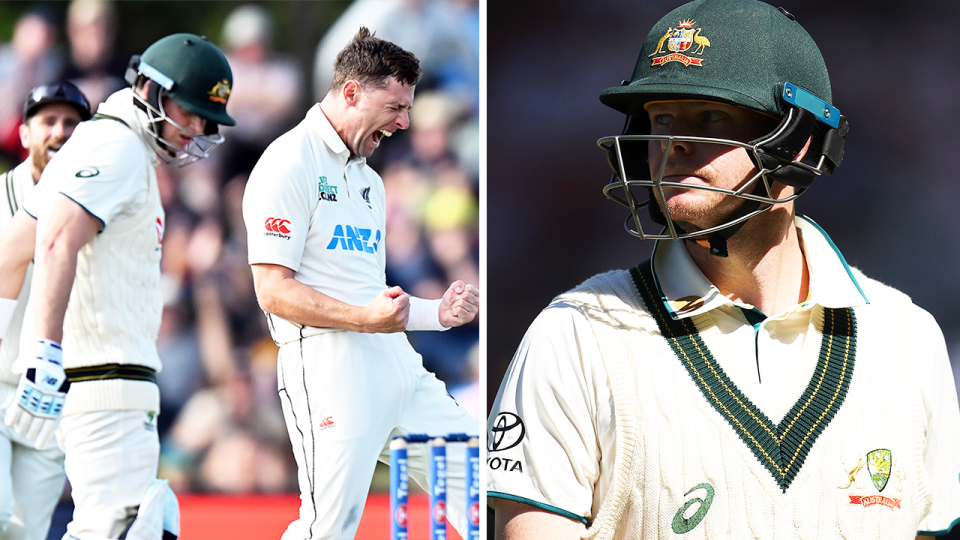 Steve Smith (pictured) endured a tough series in New Zealand having been dismissed for nine in his new role as opener. (Getty Images)