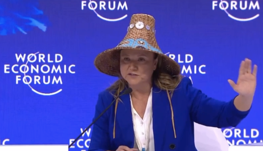  National Congress of American Indians President Fawn Sharp on panel at World Economic Forum (Photo/WEF stream)