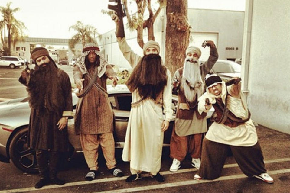 <p>The singer dressed up as a member of the Taliban in 2013 — and wasn’t sorry for it.<br> “Get over it, people! I was dressed as the people we killed — Bin Laden!” he later said. Sadly, that is one of the least offensive things he’s done. (Photo: Chris Brown via Twitter) </p>