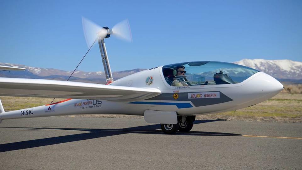 Miguel Iturmendi with the Helios Horizon electric aircraft.