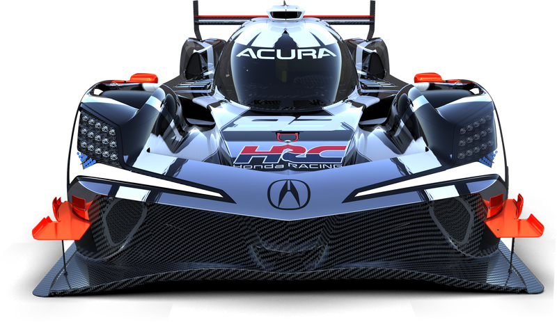 A mock-up image of the HRC logo on an Acura racing prototype